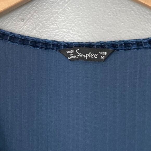 Simplee Apparel Blue Velvet Midi Dress - Picture 7 of 9